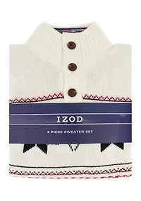 Boys 8-20 Snowflake 3-Button Sweater and Dress Shirt Set