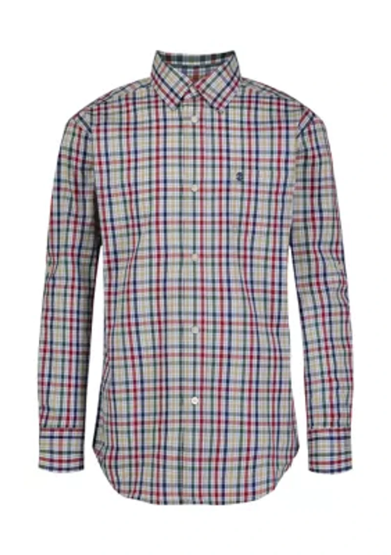 Boys 8-20 Long Sleeve Yarn Dyed Stretch Ithaca Plaid Shirt