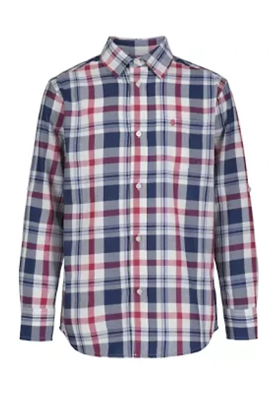 Boys 8-20 Long Sleeve Seneca Twill Plaid Button Up Stretch Shirt