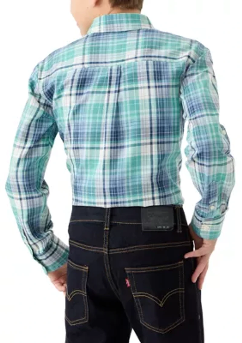 Boys 8-20 Long Sleeve Yarn Dyed Lawrence Twill Plaid Shirt