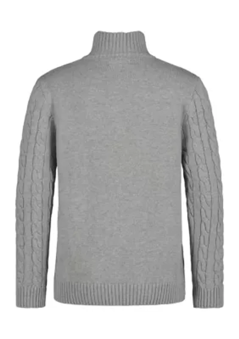 Boys 8-20 Solid Cable Knit 1/4 Zip Sweater