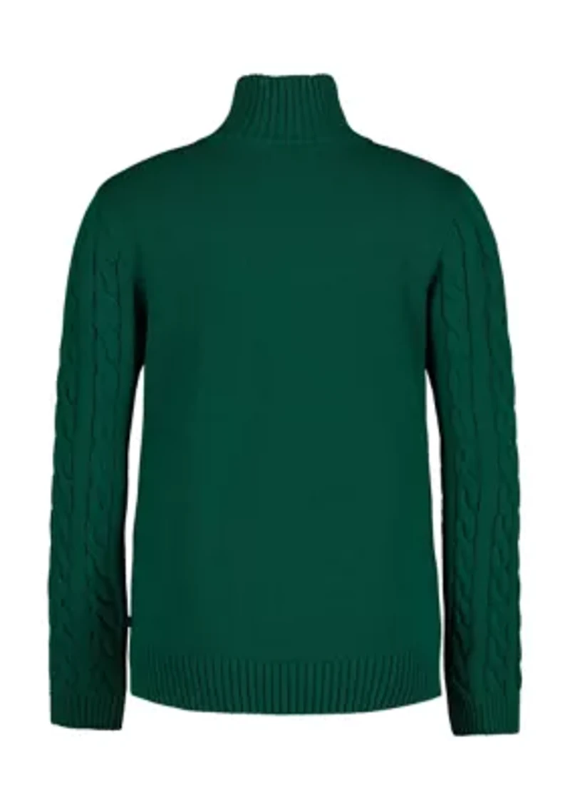 Boys 8-20 Solid Cable 1/4 Zip Sweater