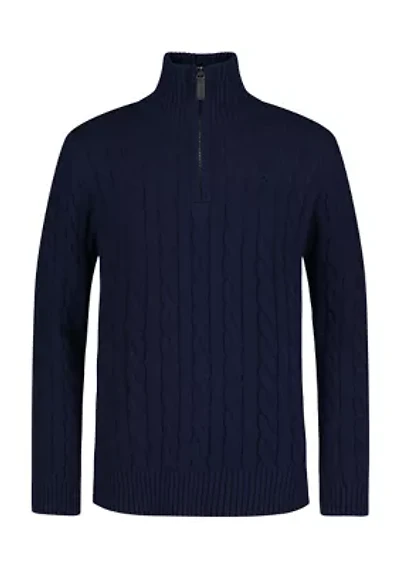 Boys 8-20 Solid Cable Quarter Zip Sweater
