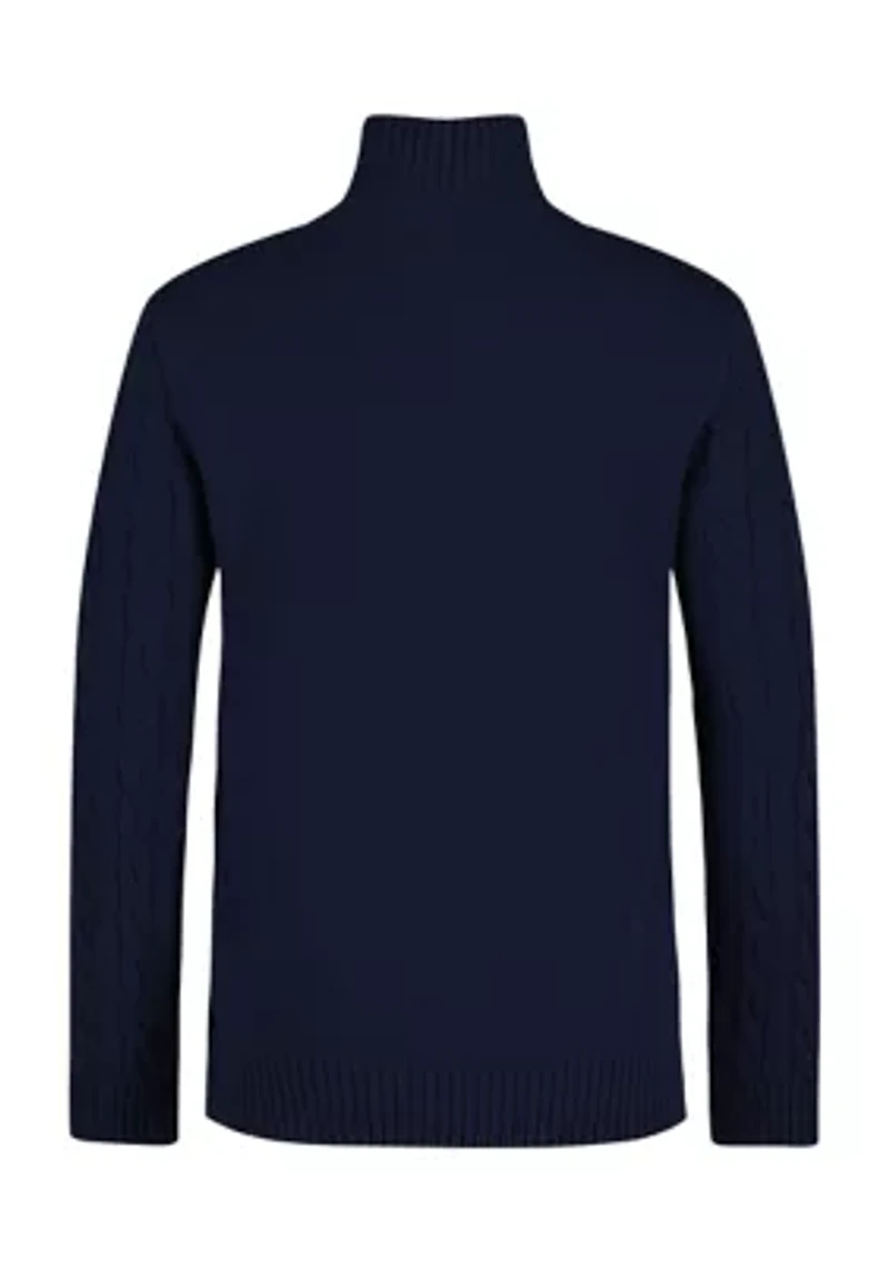 Boys 8-20 Solid Cable Quarter Zip Sweater