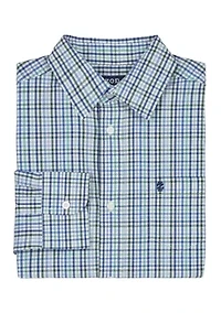 Boys 8-20 Long Sleeve Melstone Plaid Poplin Shirt (Extended Size)