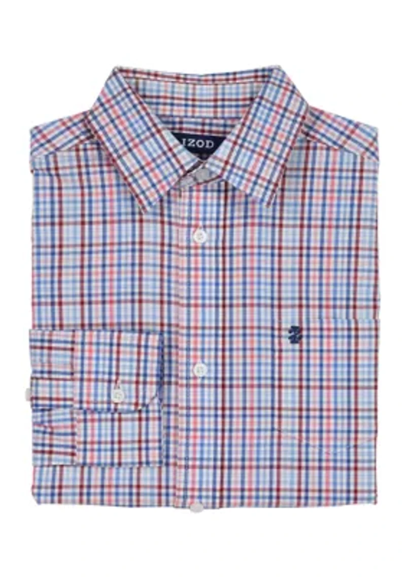 Boys 8-20 Long Sleeve Melstone Plaid Poplin Shirt (Extended Size)