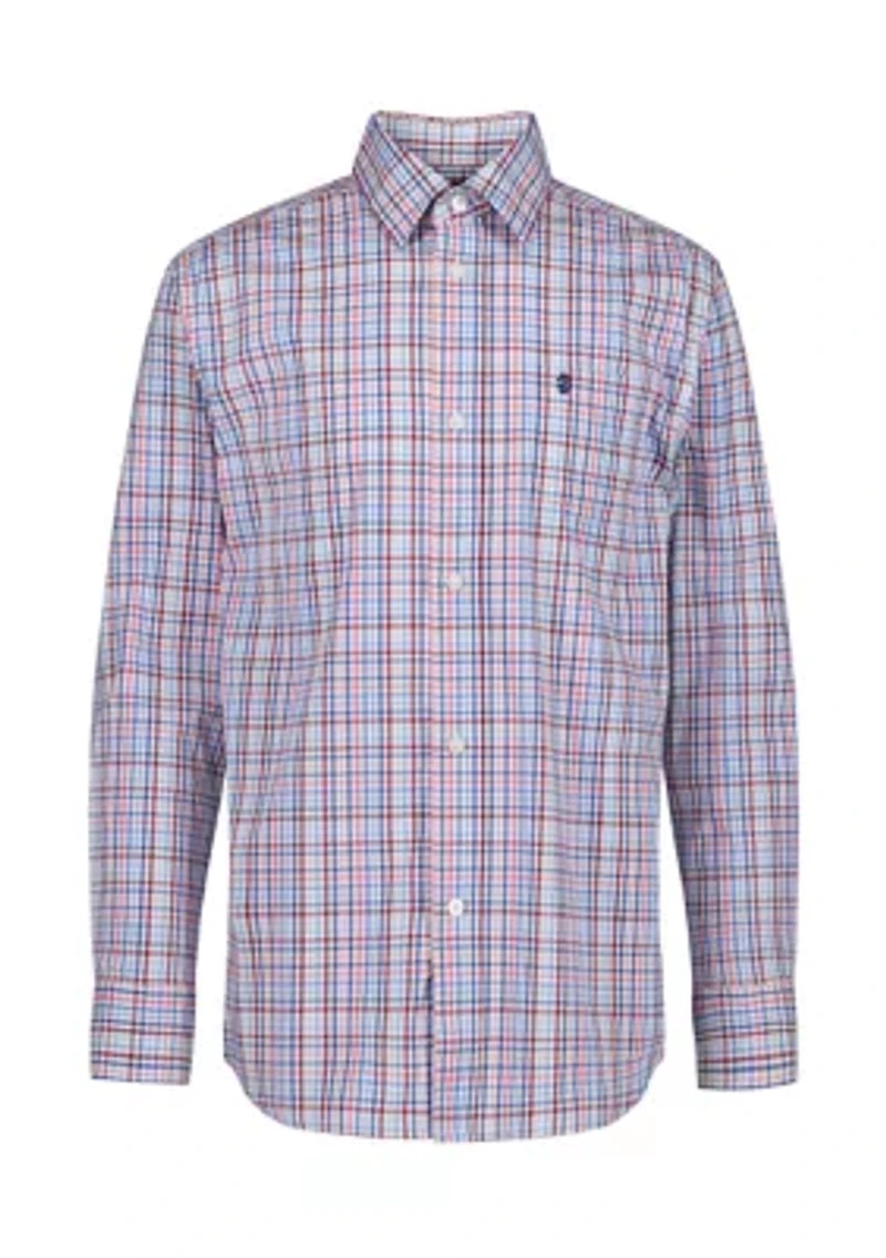Boys 8-20 Long Sleeve Melstone Plaid Poplin Shirt (Extended Size)