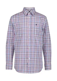 Boys 8-20 Long Sleeve Melstone Plaid Poplin Shirt (Extended Size)