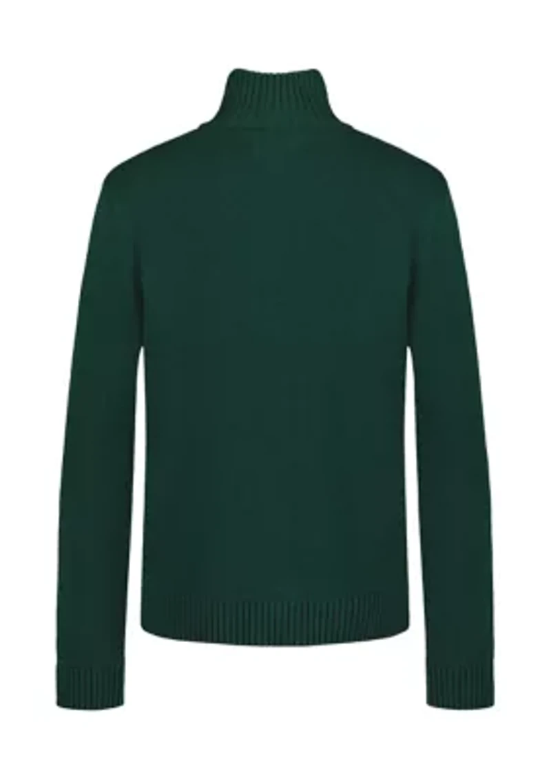 Boys 8-20 Heathered Chest Fairisle Quarter-Zip Sweater