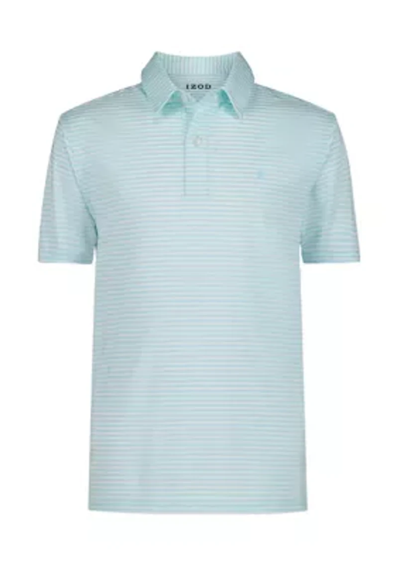 Boys 8-20 Husky Short Sleeve Greenie Stripe Performance Polo