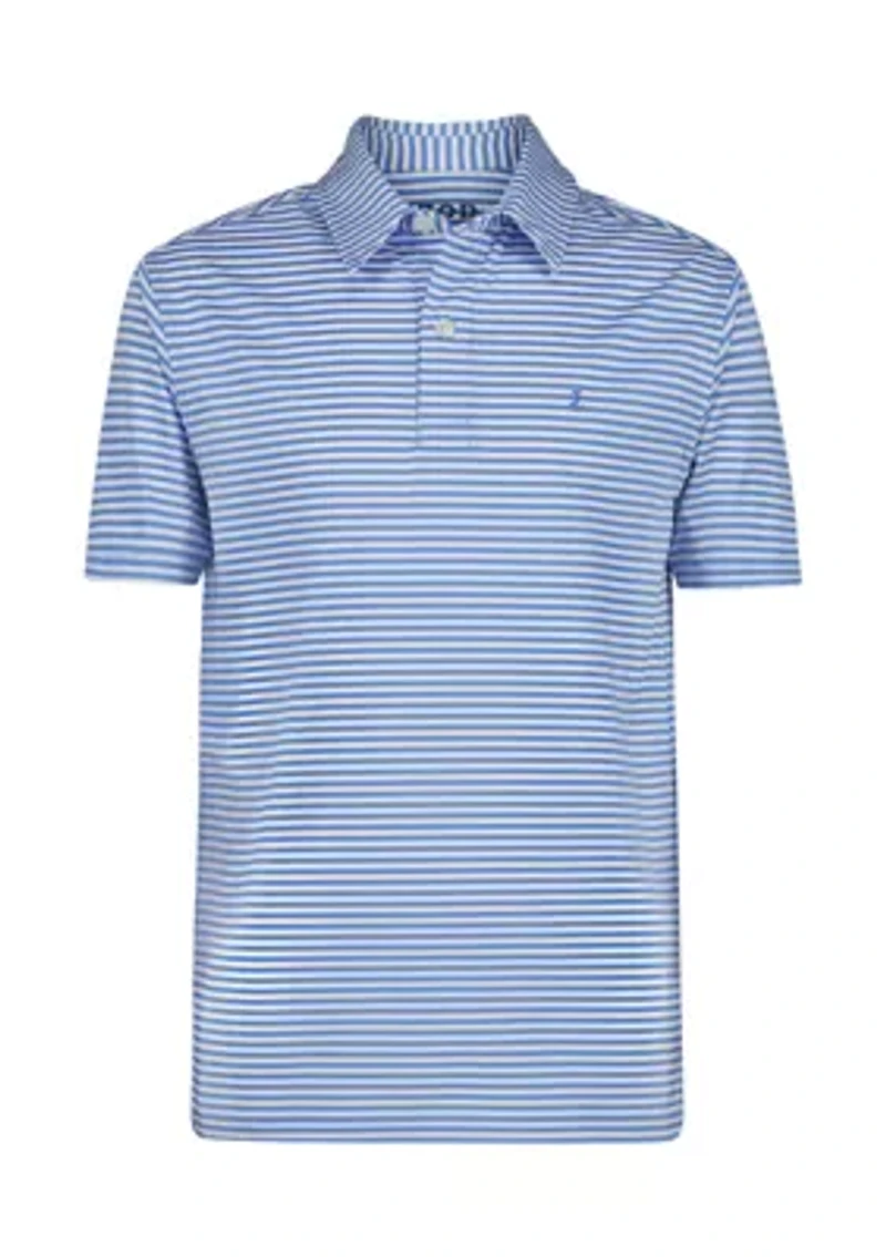 Boys 8-20 Husky Short Sleeve Greenie Stripe Performance Polo Shirt