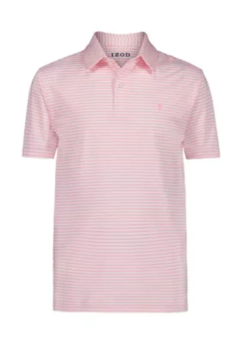 Boys - Short Sleeve Greenie Stripe Performance Polo Shirt