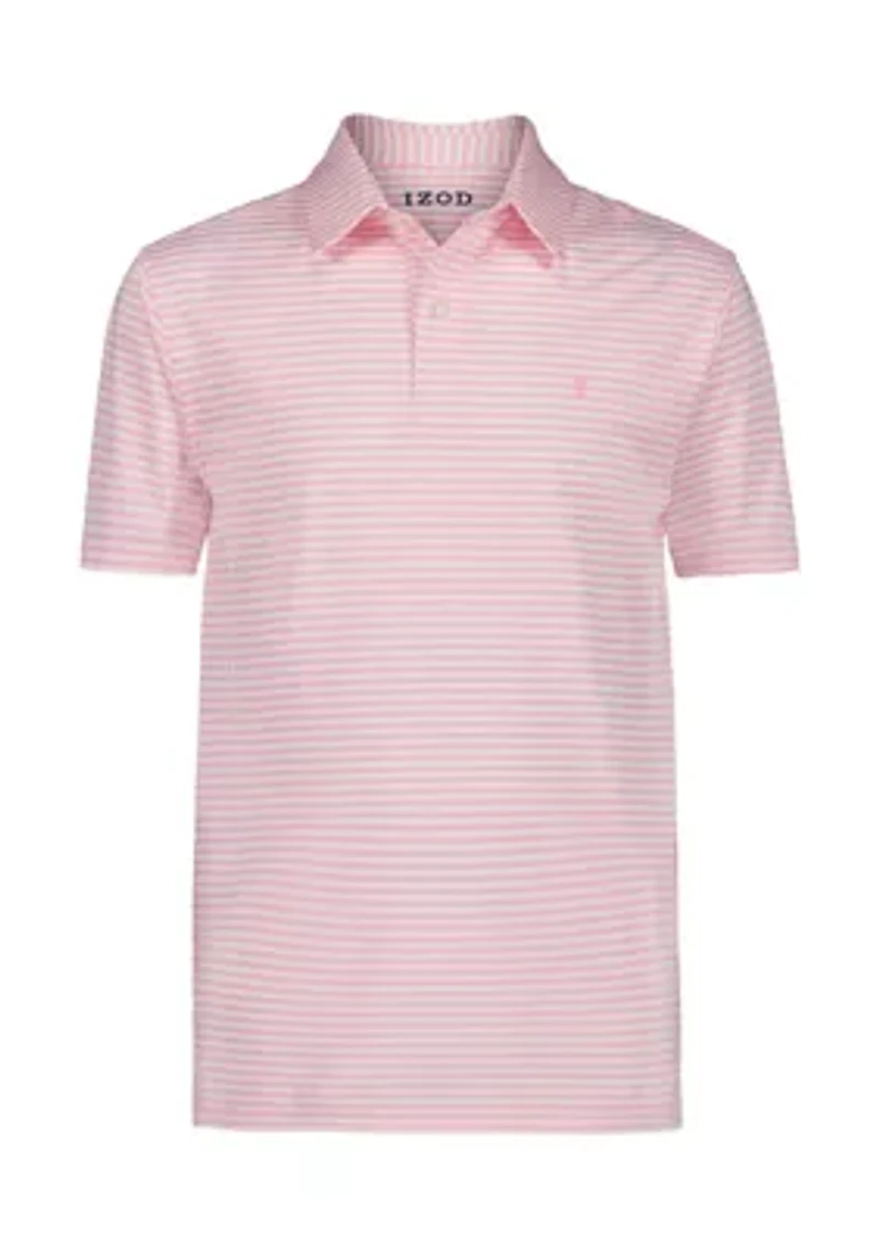 Boys - Short Sleeve Greenie Stripe Performance Polo Shirt
