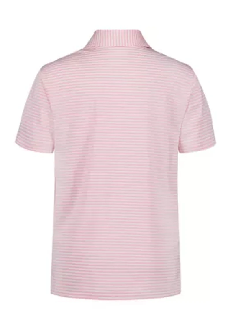 Boys - Short Sleeve Greenie Stripe Performance Polo Shirt