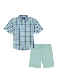 Boys 4-7 Short Sleeve Dockman Plaid Set