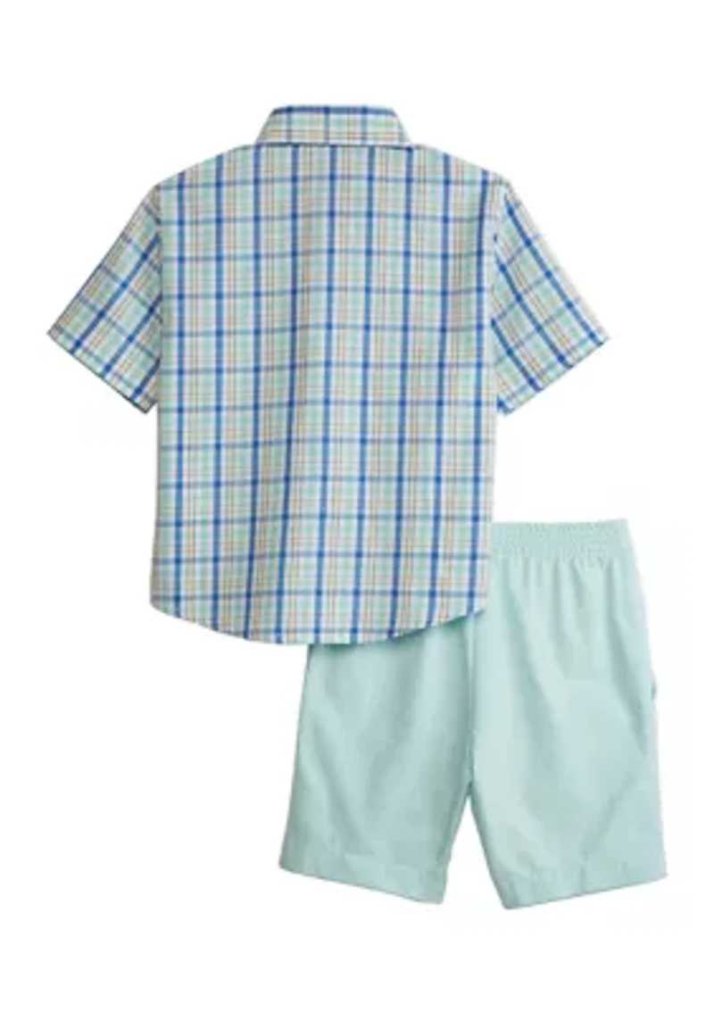 Boys 4-7 Short Sleeve Dockman Plaid Set