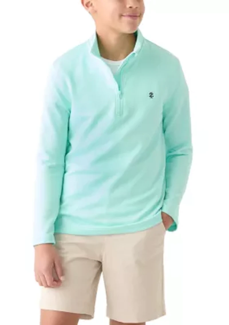 Boys 8-20 Long Sleeve Feeder Stripe 1/4 Zip Sweatshirt