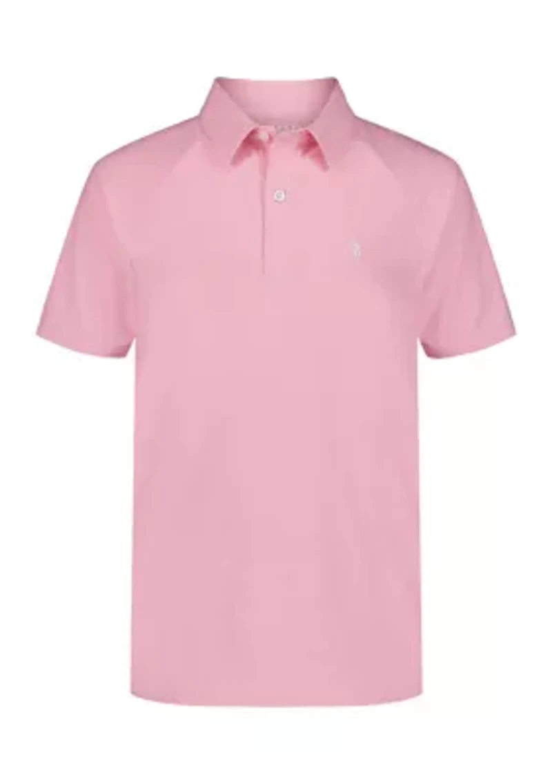 Boys 8-20 Short Sleeve Raglan Marled Polo Shirt