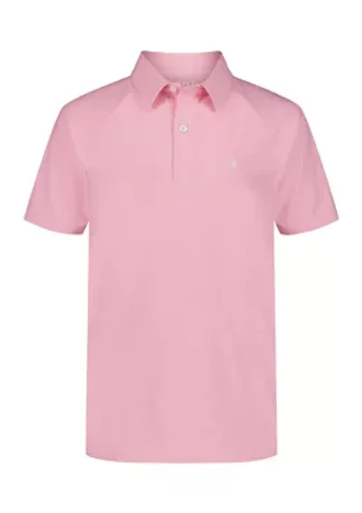 Boys 8-20 Short Sleeve Raglan Marled Polo Shirt