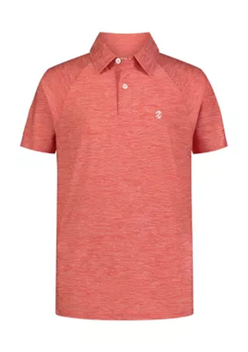Boys 8-20 Short Sleeve Raglan Marled Polo Shirt