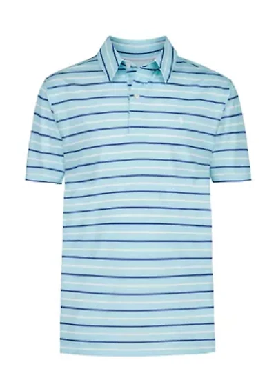 Boys 8-20 Husky Short Sleeve Caddie Stripe Printed Performance Polo Shirt