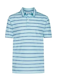 Boys 8-20 Husky Short Sleeve Caddie Stripe Printed Performance Polo Shirt