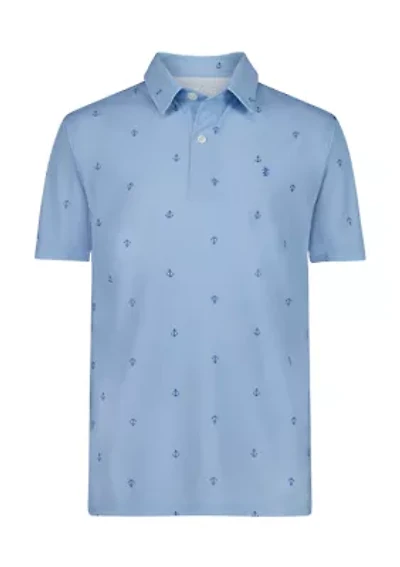 Boys 8-20 Short Sleeve Anchor Printed Performance Polo Shirt