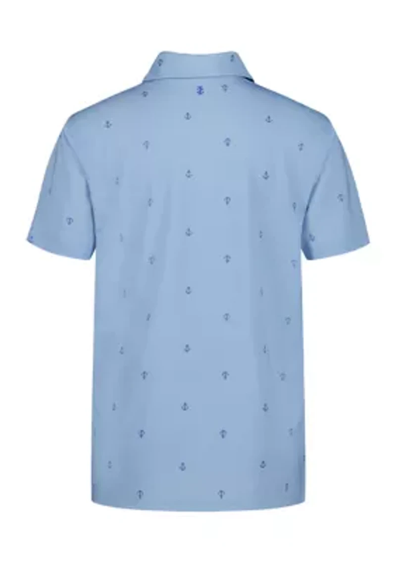 Boys 8-20 Short Sleeve Anchor Printed Performance Polo Shirt