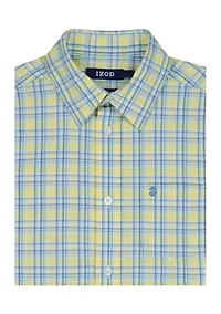 Boys 8-20 Husky Short Sleeve Stretch Andover Plaid Shirt