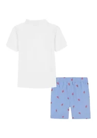 Boys 4-7 Short Sleeve Polo Shirt and Lobster Printed Shorts Set