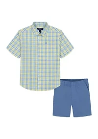 Boys 4-7 Andover Plaid Printed Shirt and Shorts Set
