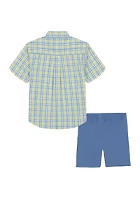 Boys 4-7 Andover Plaid Printed Shirt and Shorts Set