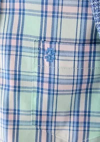 Boys 8-20 Husky Long Sleeve Yarn Dyed Stretch Spring Plaid Shirt