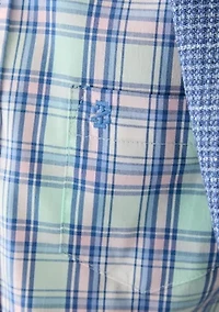Boys 8-20 Long Sleeve Yarn Dyed Stretch Spring Plaid Shirt