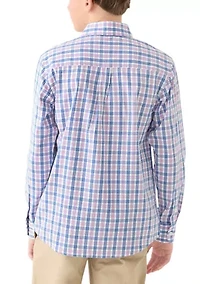 Boys 8-20 Long Sleeve Yarn Dyed Stretch Picnic Plaid Shirt