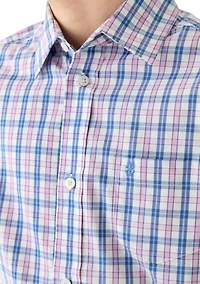 Boys 8-20 Long Sleeve Yarn Dyed Stretch Picnic Plaid Shirt