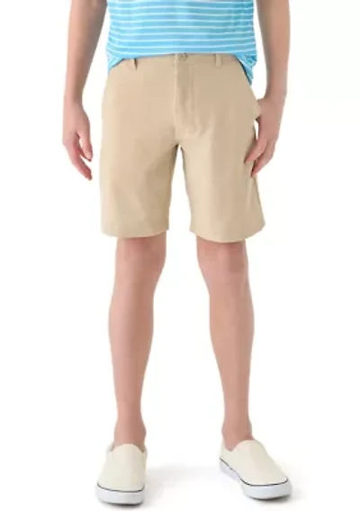 Boys 8-20 Husky Flat Front Solid Stretch Performance Shorts