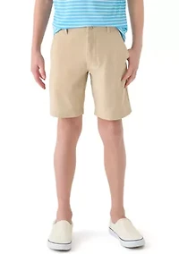 Boys 8-20 Husky Flat Front Solid Stretch Performance Shorts