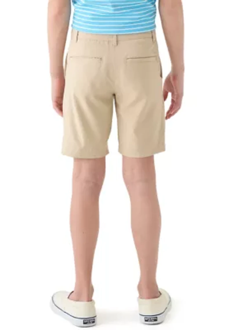 Boys 8-20 Husky Flat Front Solid Stretch Performance Shorts