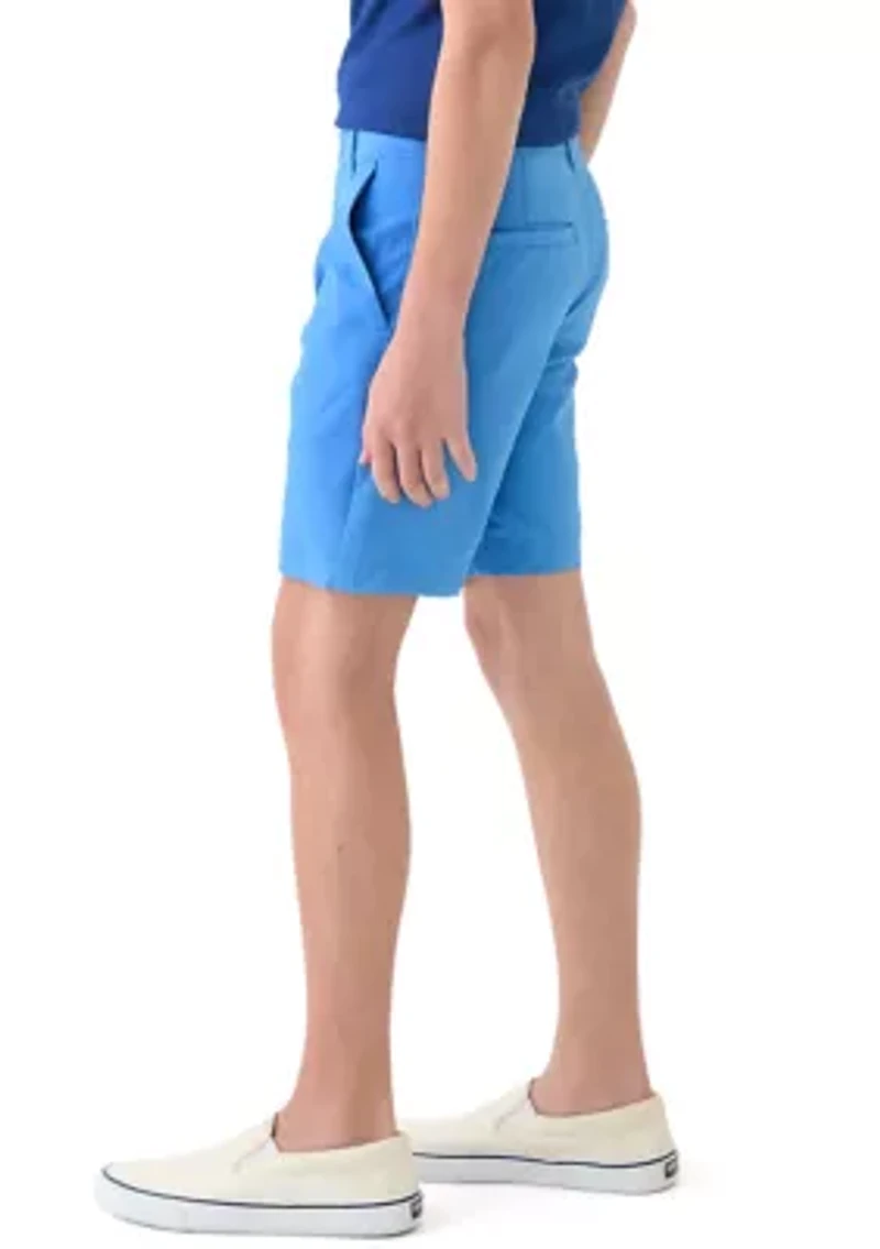 Boys 8-20 Husky Flat Front Solid Stretch Performance Shorts