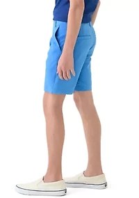 Boys 8-20 Husky Flat Front Solid Stretch Performance Shorts