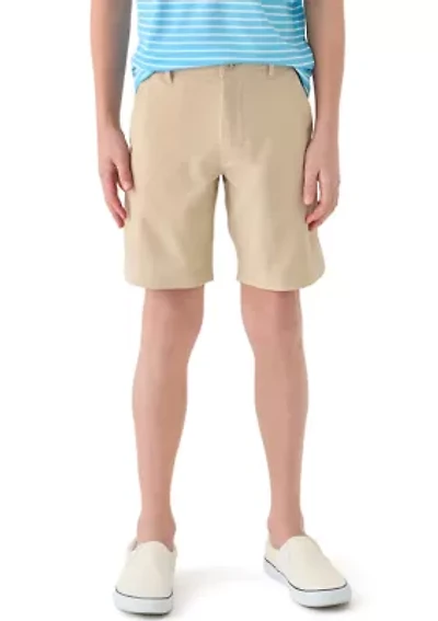 Boys 8-20 Flat Front Solid Stretch Performance Shorts