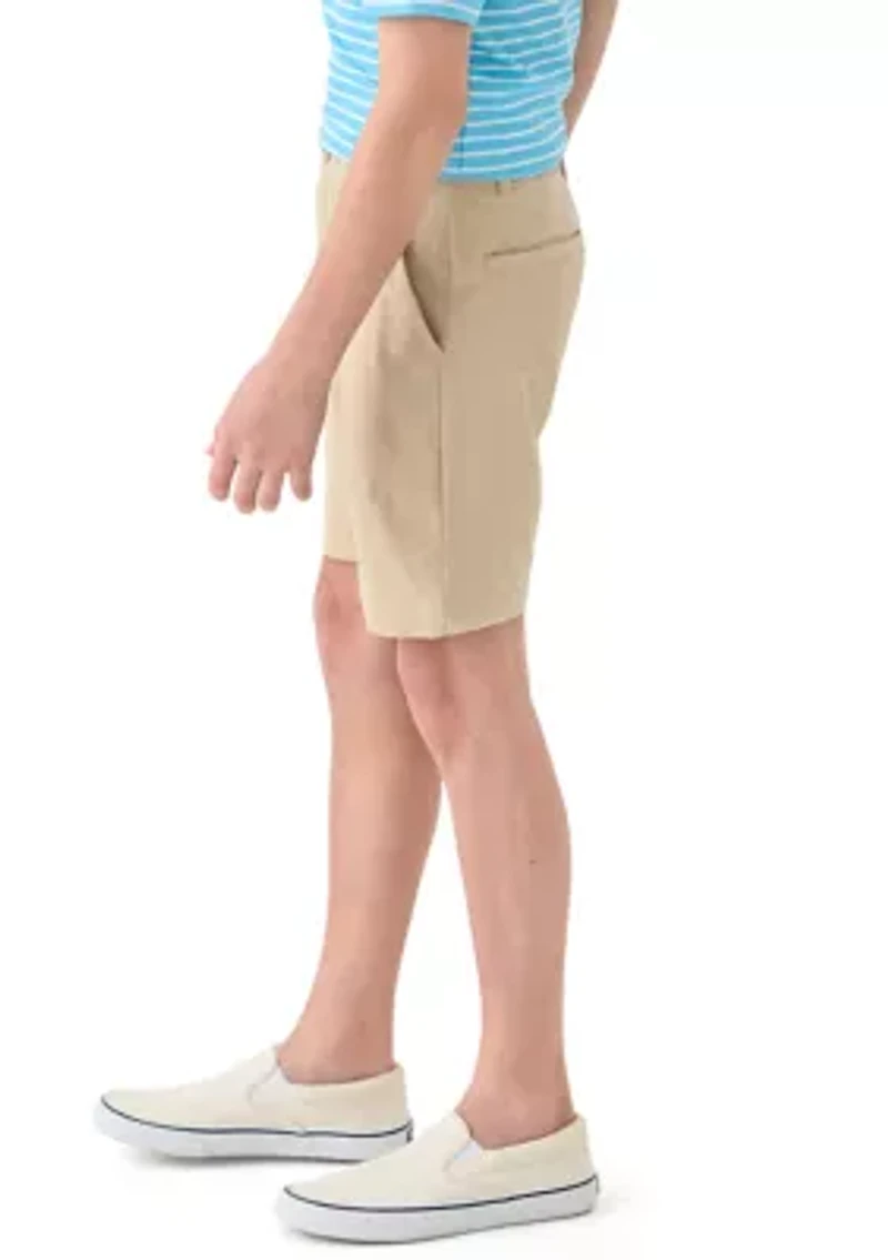 Boys 8-20 Flat Front Solid Stretch Performance Shorts