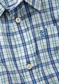 Boys 4-7 Long Sleeve Picnic Plaid Shirt and Performance Shorts Set