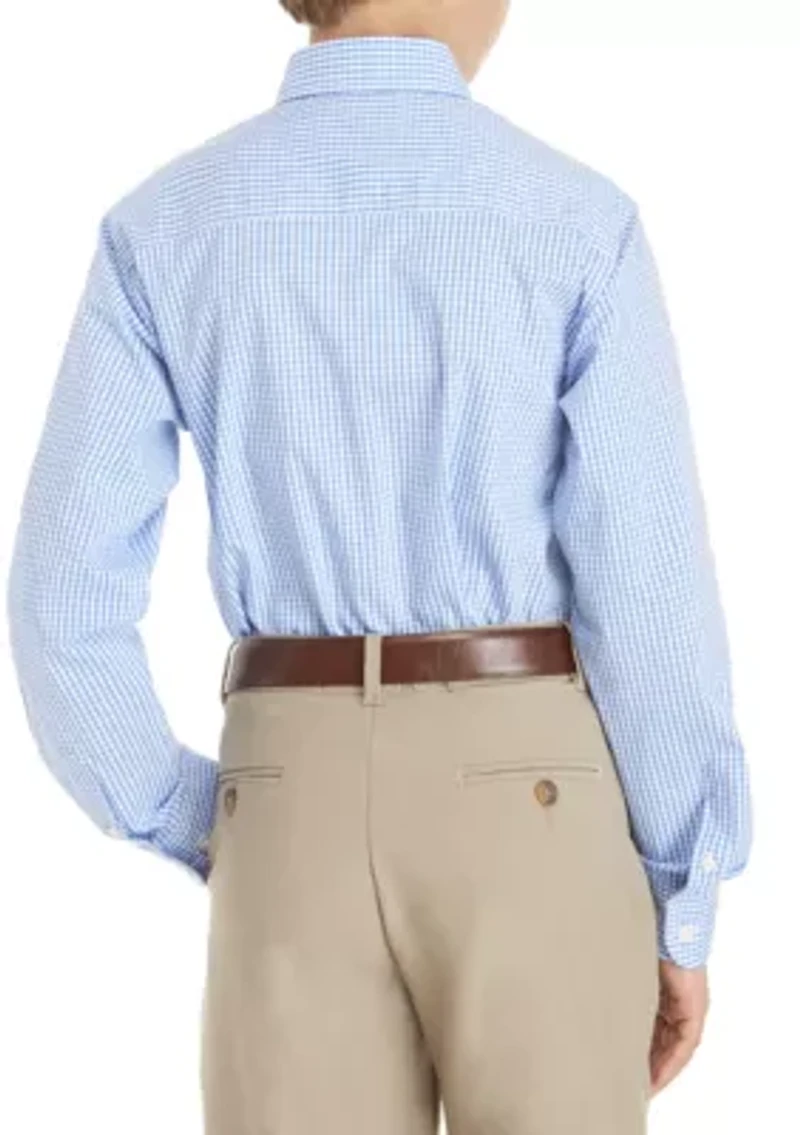 Boys 8-20 2-Piece Gingham Button Down Shirt and Tie Set