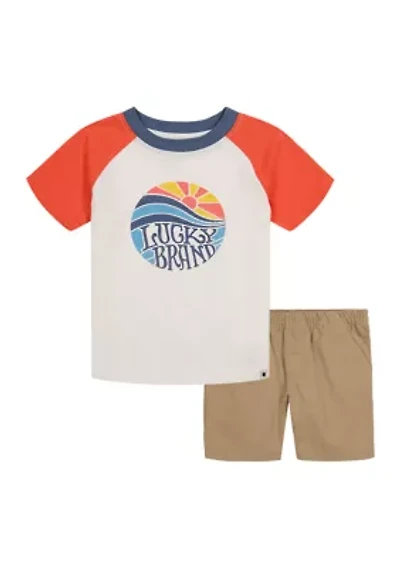 Boys 4-7 Knit Woven T-Shirt and Shorts Set