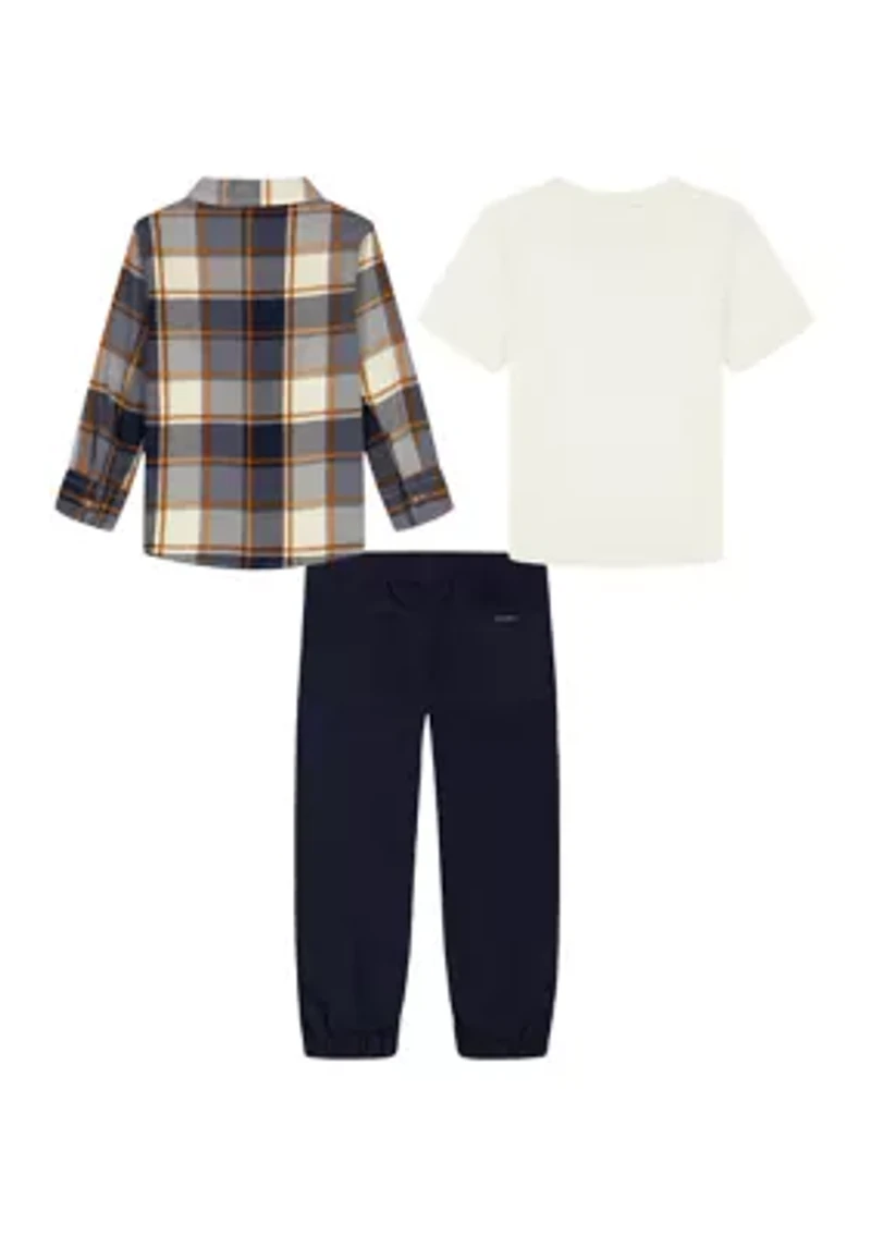Boys 4-7 Flannel, T-Shirt, and Pants Set