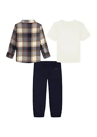 Boys 4-7 Flannel, T-Shirt, and Pants Set