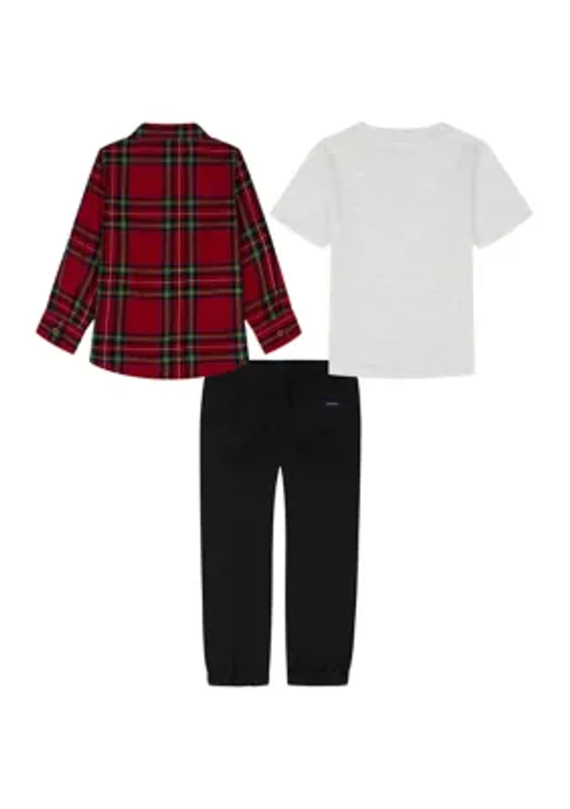 Boys 4-7 Flannel, T-Shirt, and Pants Set