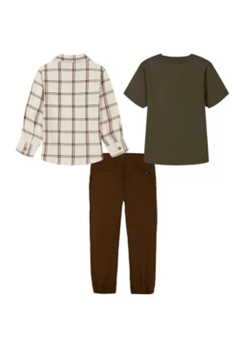 Boys 4-7 Flannel Shirt and Woven Pants Set